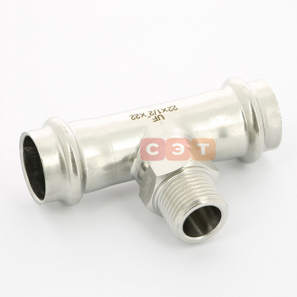 Тройник с НР пресс нержавеющий  22х1/2"х22  UniFitt